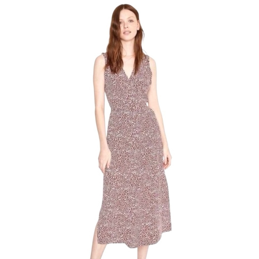 Anine Bing Leah Silk Heart Print White & Red True Wrap Midi Dress Women’s Large